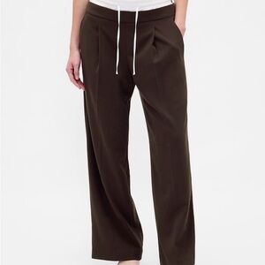 GAP Wide-Leg Drawstring Pants in Dark Brown